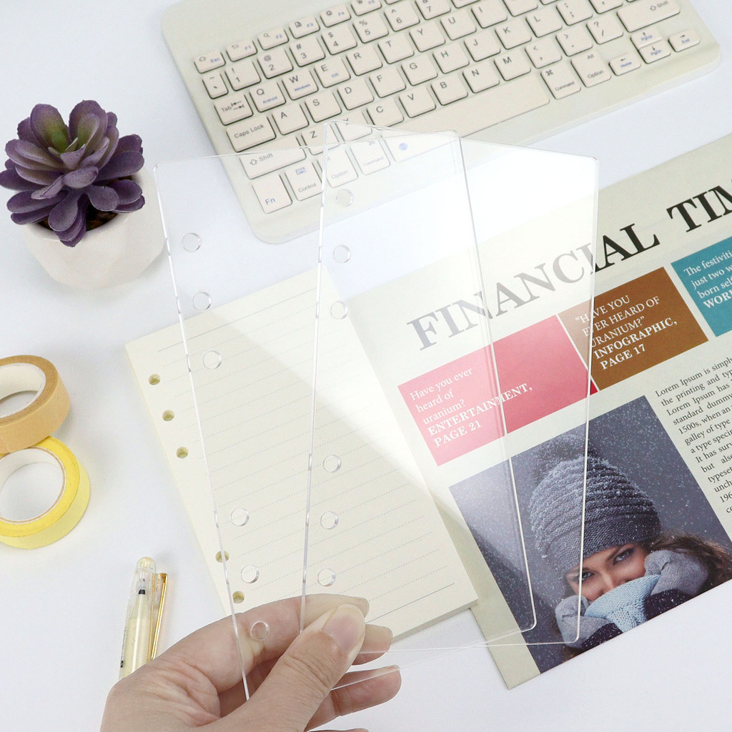

A6 Transparent Acrylic Water Ripple Loose Leaf Binder Cover Diy Account Book Journal Planner Office