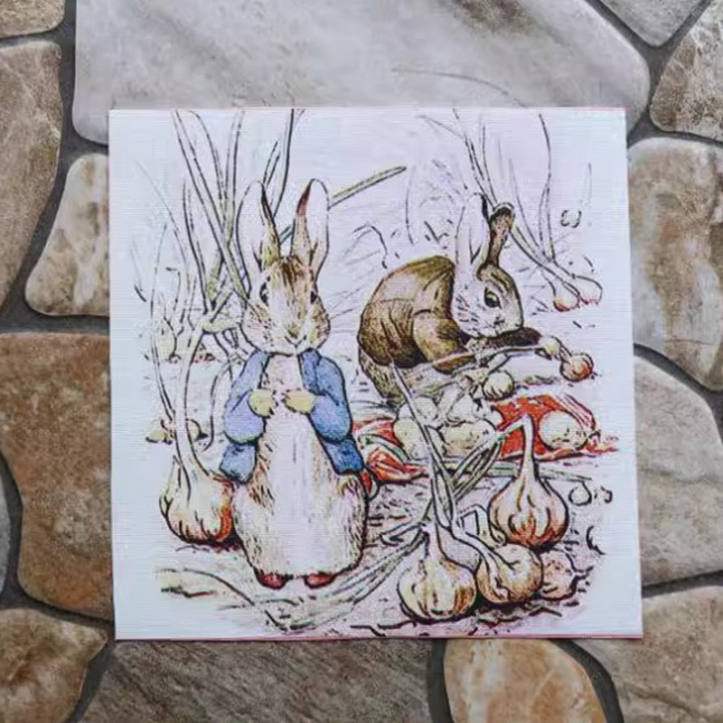 

Hand Dyed Cotton Canvas Fabric Cartoon Rabbit Family For Diy Sewing & Quilting Purse Book Cover Home