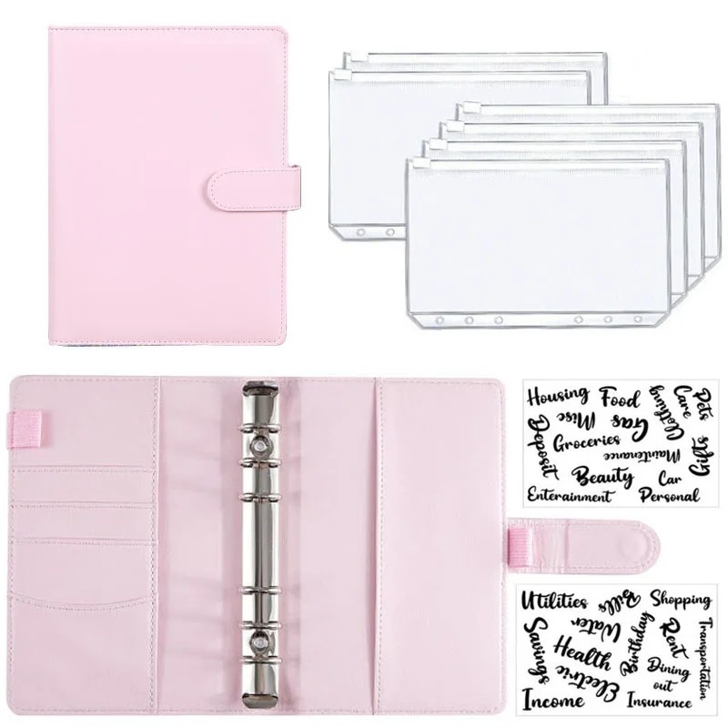 

A6 Binder Notebook Budget Planner Notebook Covers Folder 6 Hole Binder Pockets Binder Zipper Money