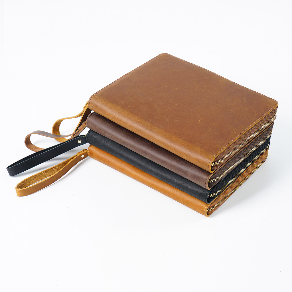 

High-End Genuine Leather Zipper A5 Planner Cover For Hobonichi Leuchtturm 1917 Journal Zip Portfolio