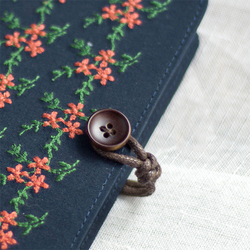 

Creative Embroidery Flowers Journal Notebook Cotton Cover Loose Leaf A5 / A6 Binder Diary 6 Ring