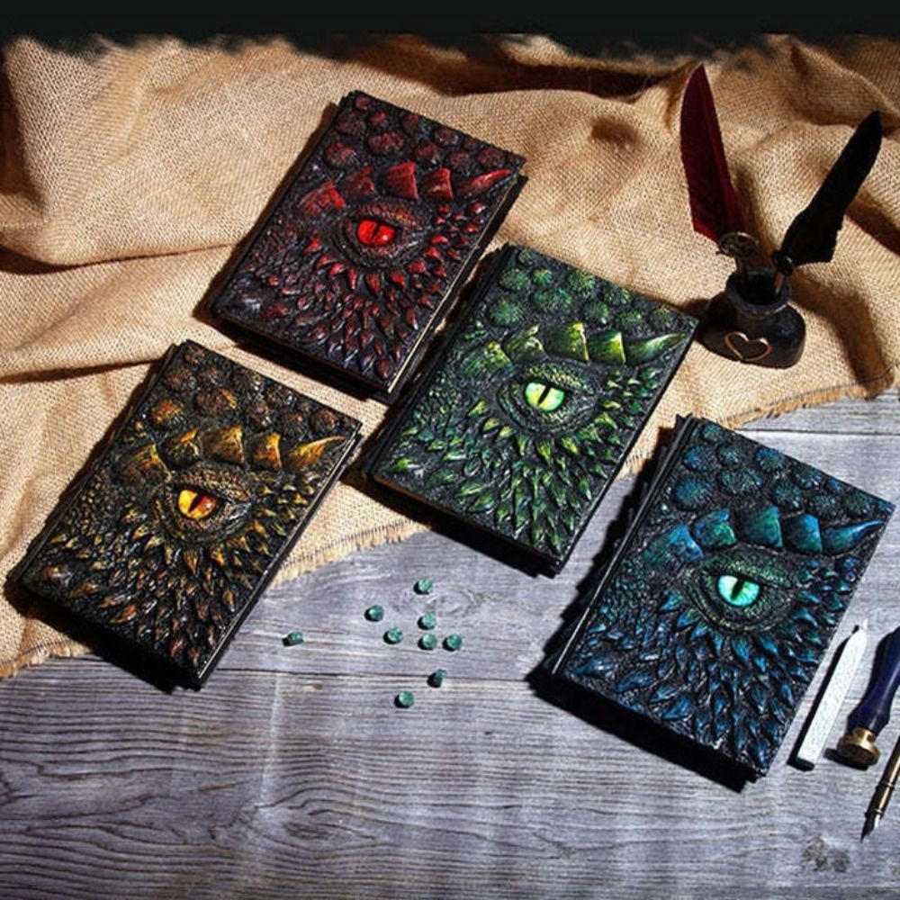 

Creative A5 Embossed Cover Notebook Mythology Style Staring Scale Embossed Notebook Retro Dragon Eye