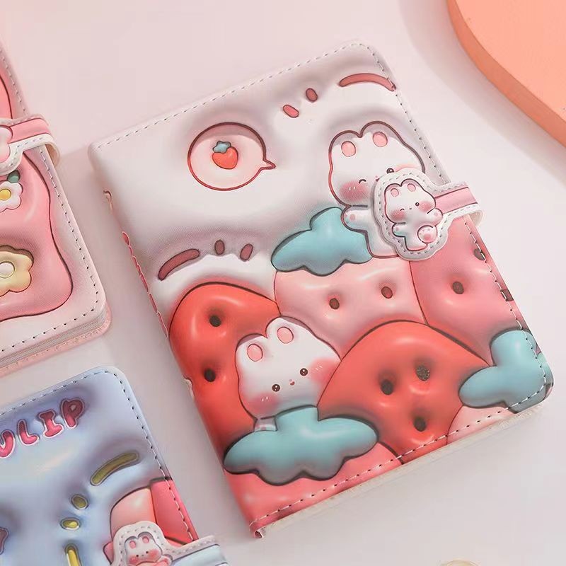 

Cute Cartoon Notebook Bunny Planet Color Page Illustration Soft Cover Magnetic Buckle Diary Student