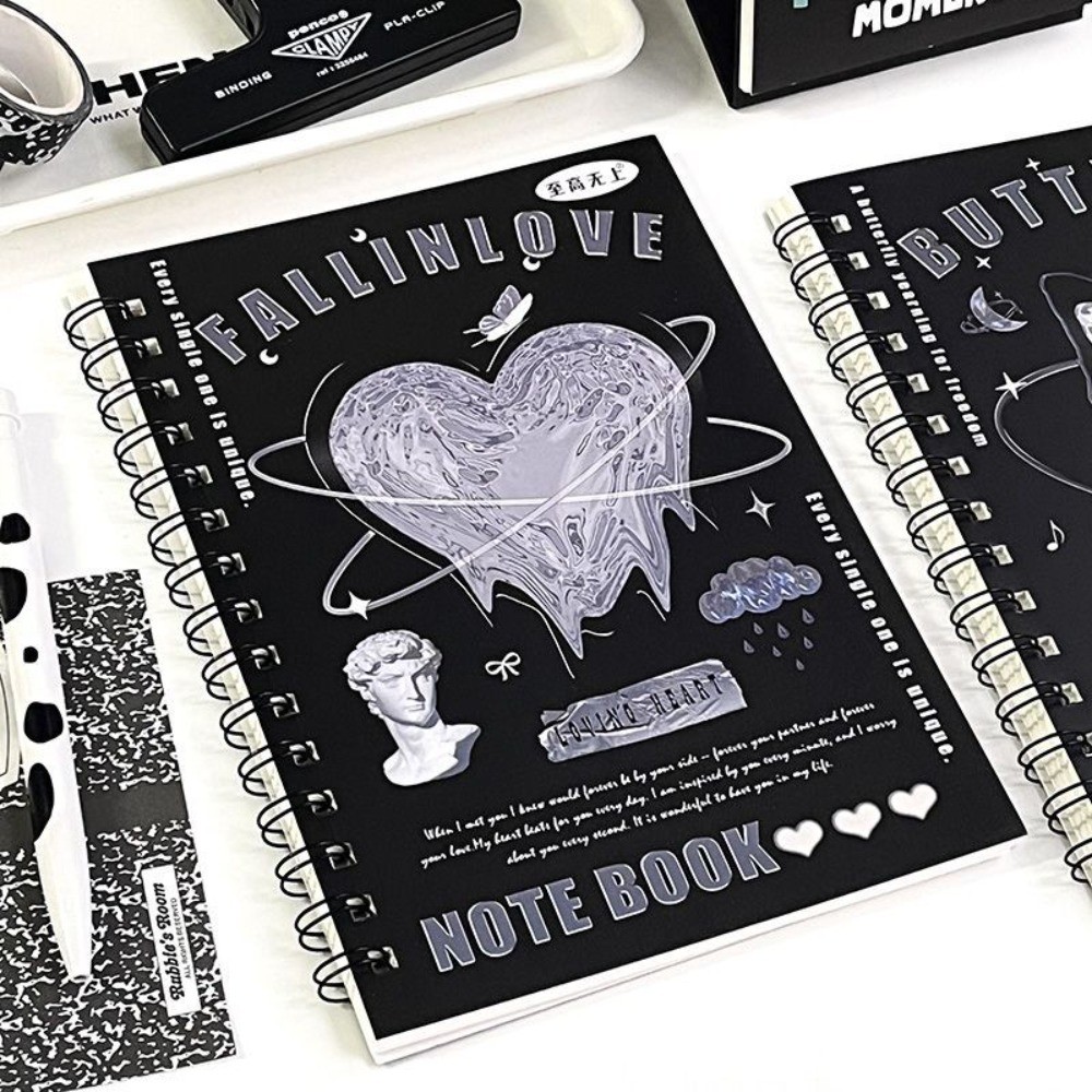 

A5 Notepad Coil Notapad Y2K Vintage 50 Sheet A5 Notebook Retro Cover Horizontal Line American Style