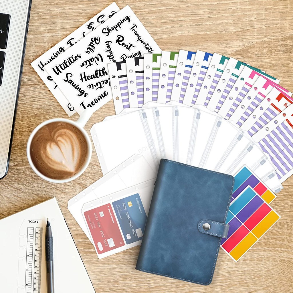 

A6 Binder Budget 6 Hole Binder Pockets Plastic Binder Zipper Planner Notebook Covers Folder A6 Size