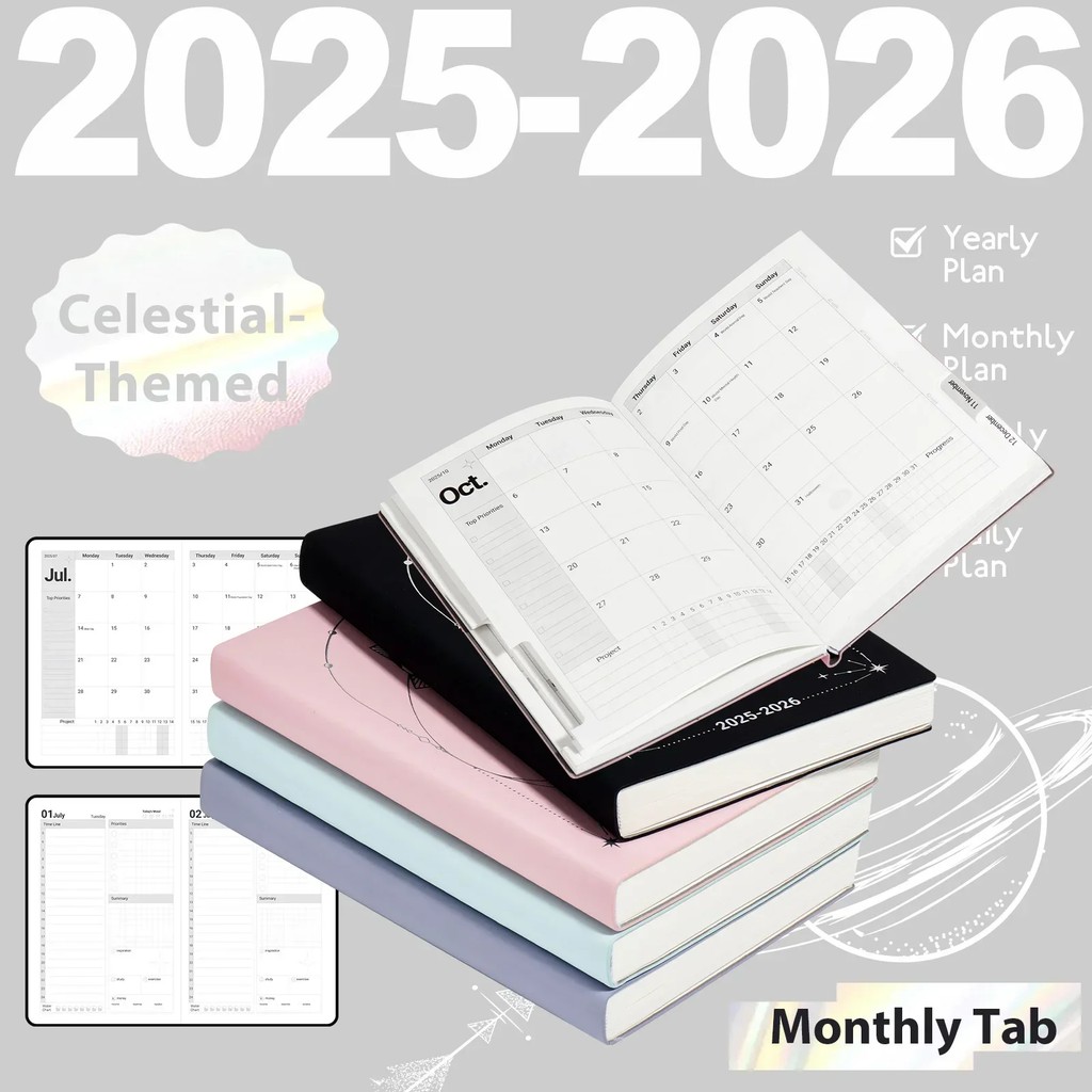 

Cute Notebook 204Pages A5 Pu Leather Cover Weekly Monthly Budget Planner Notebook School Agenda