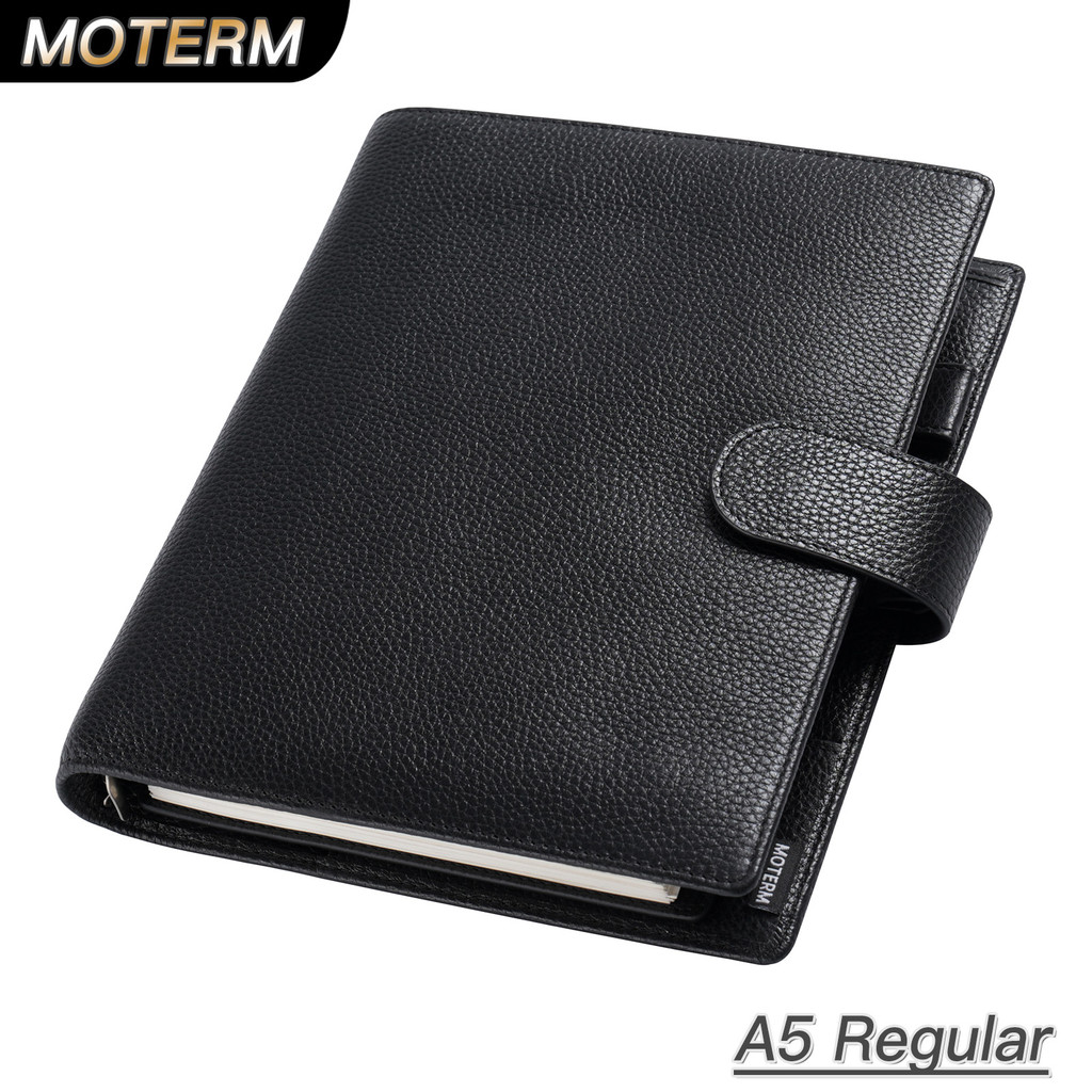 

Moterm Regular A5 Size Rings Planner With 19Mm Rings Binder Genuine Pebbled Grain Leather Notebook