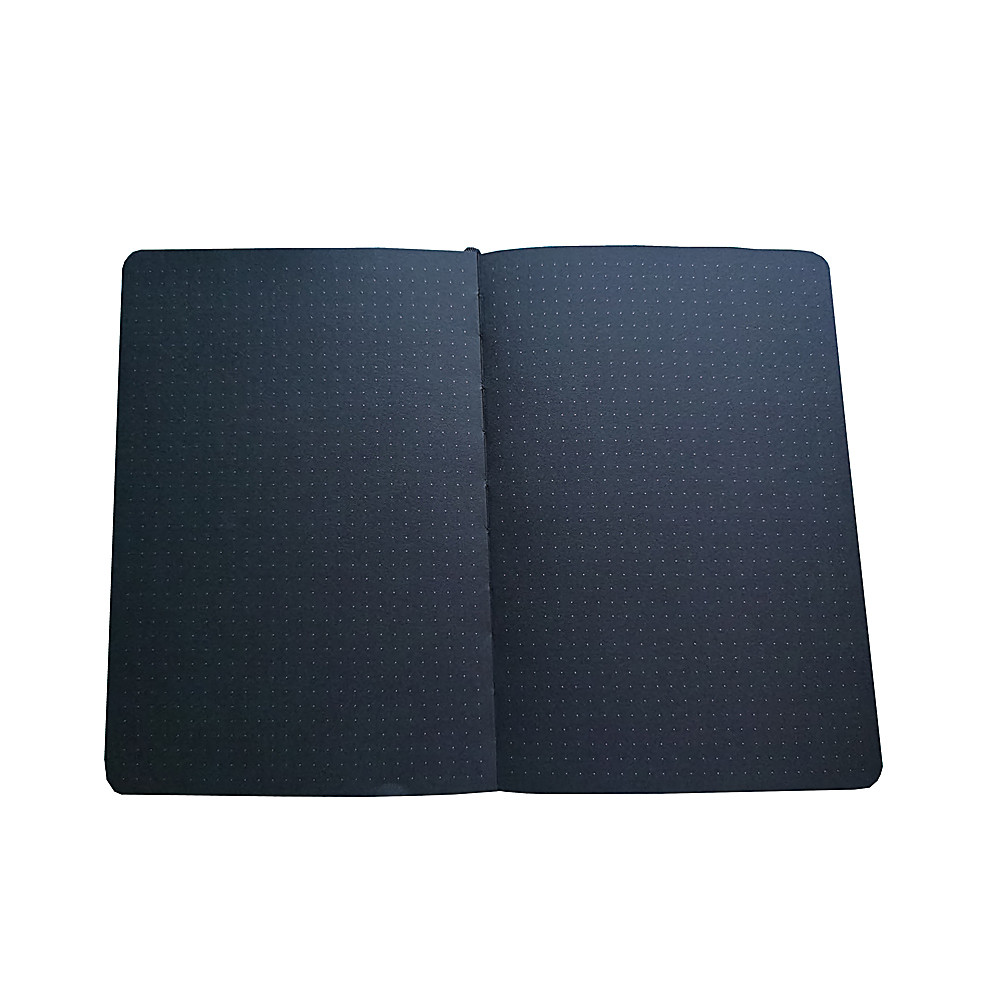 

Star And Diamond Black And White Vegan Leather Cover 150Gsm Black Paper Dot Grid Journal With Black