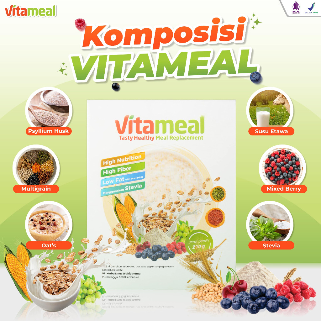 

PAKET 1 BOX VITAMEAL - Sereal Sehat Multigrain Penurun Gula Darah Sarapan Sehat Penderita Diabetes