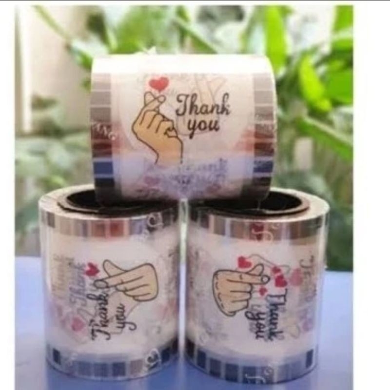 RB2233 Lid Cup Seal Cup Sealer Motif Thank You Ada Gambar Jari Saranghae Tutup Gelas Plastik