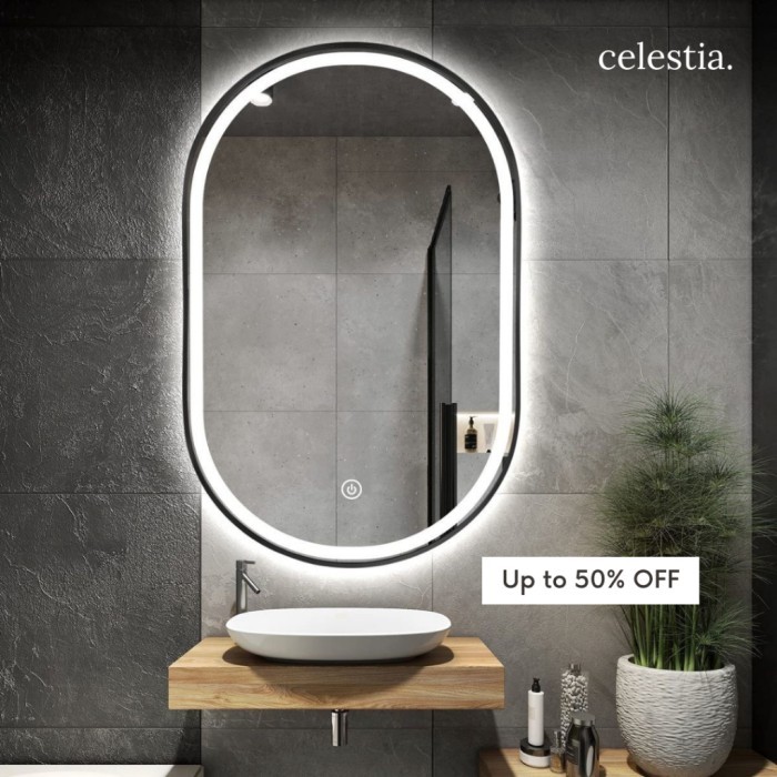 TERLARIS CERMIN ESTETIK LED SANBLAST TOUCHSCREEN/ SMART LED MIROR/ CERMIN KACA LED ELEGAN BEST