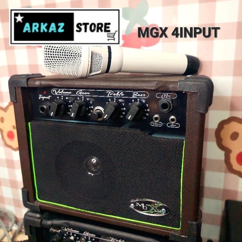RB2233 Ampli gitar KARAOKE MGX 4input-Distorsi/Mic/Aux/headphone - free kabel aux