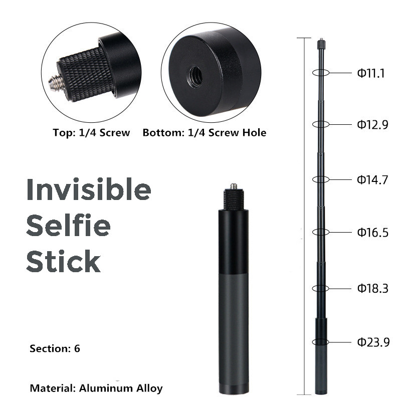 

Tongkat Selfie Ultra Panjang untuk Insta360 GoPro Ultra Long Selfie Stick for Insta360 GoPro Warna Hitam Ukuran 0.68M