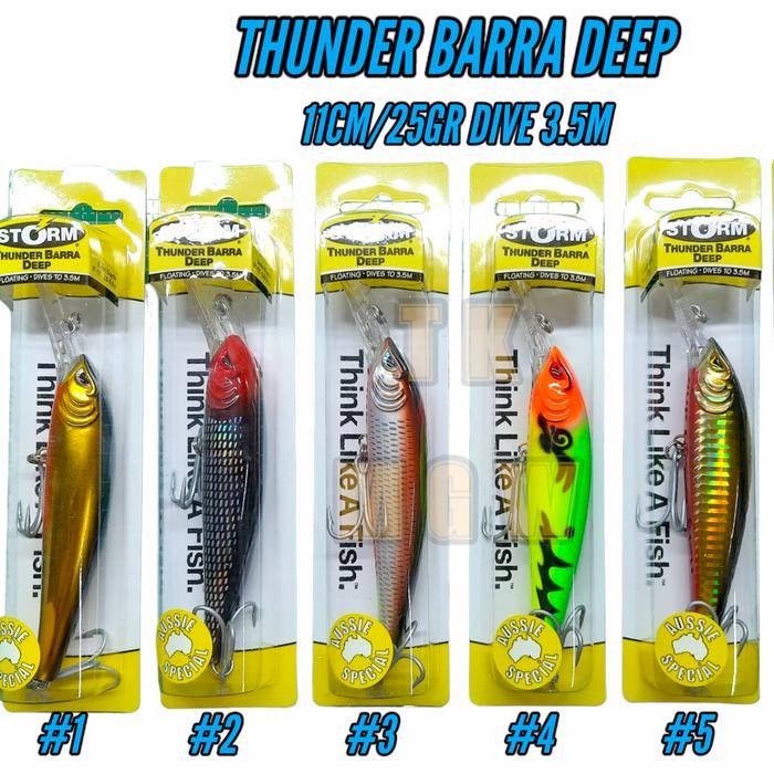 PREMIUM UMPAN CASTING MINNOW STORM THUNDER BARRA DEEP 11CM/25GR