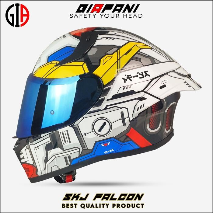 PREMIUM Helm SKJ FALCON Motif Gundam Helm Full Face Paket Ganteng SNI