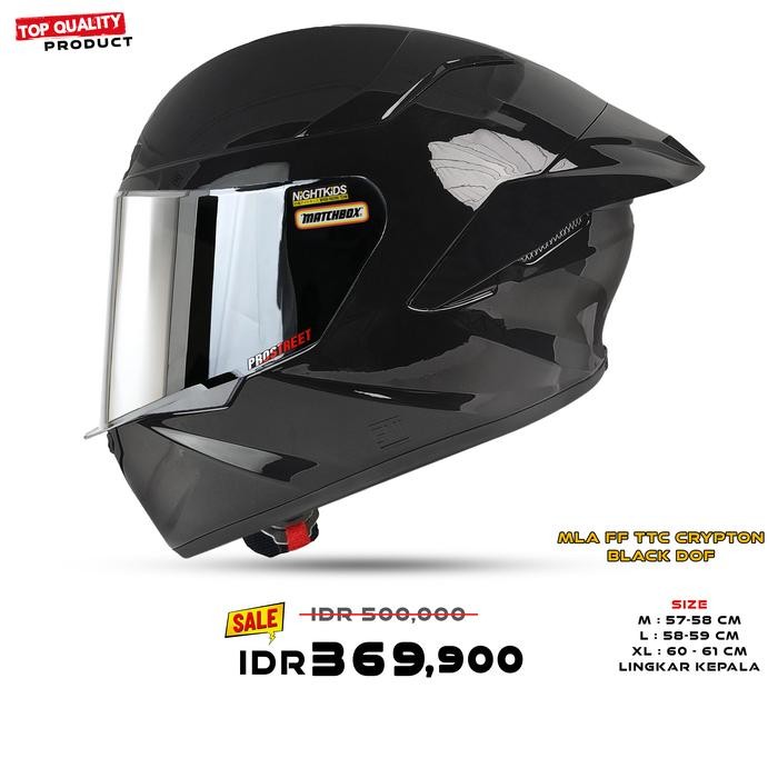 PREMIUM Helm MLA TTC Crypton Hitam Dof Kaca Silver Helm Full Face Paket Ganteng SNI