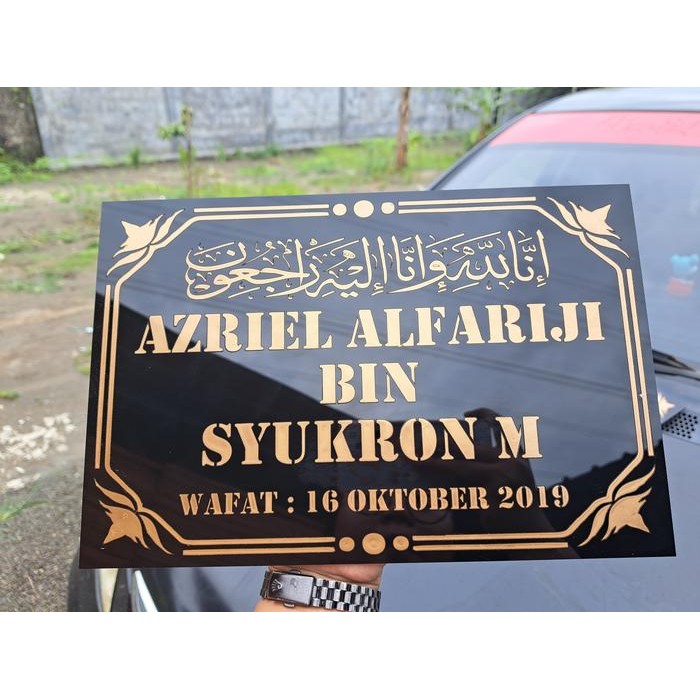PREMIUM NISAN MAKAM AKRILIK//NISAN KUBURAN//PRASASTI TULISAN NAMA//BATU NISAN