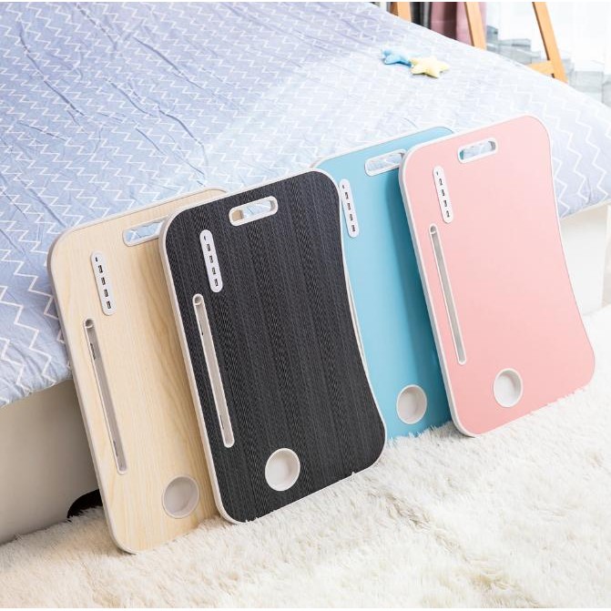 PREMIUM Vusign Folding Table Meja Belajar Laptop Lipat Warna-Warni Dengan USB Port Bonus Kipas Lampu