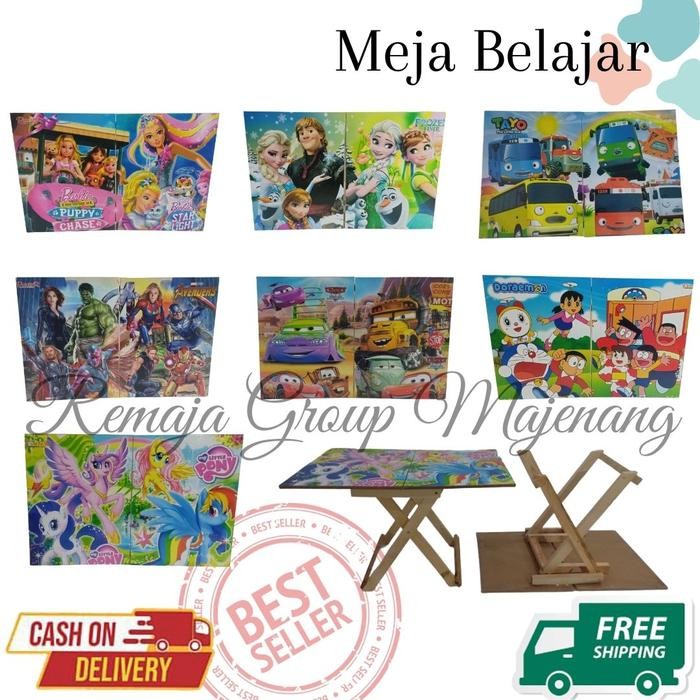 PREMIUM MEJA BELAJAR KAYU LIPAT KARAKTER / MEJA BELAJAR ANAK / MEJA LIPAT