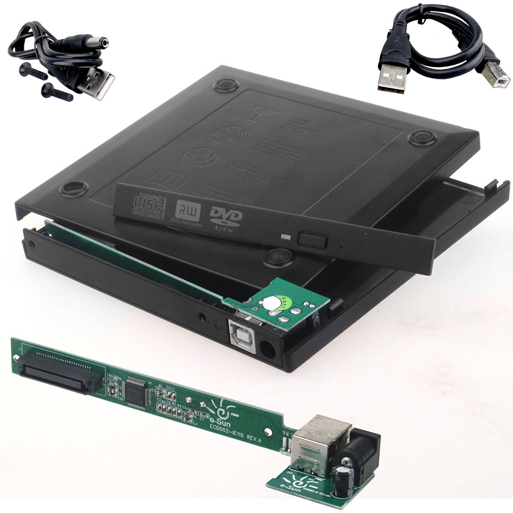 USB 2.0 External Optical Drive Box External Case DVD CD DVD-Rom DVD RW To IDE Hard Disk Drive Caddy 