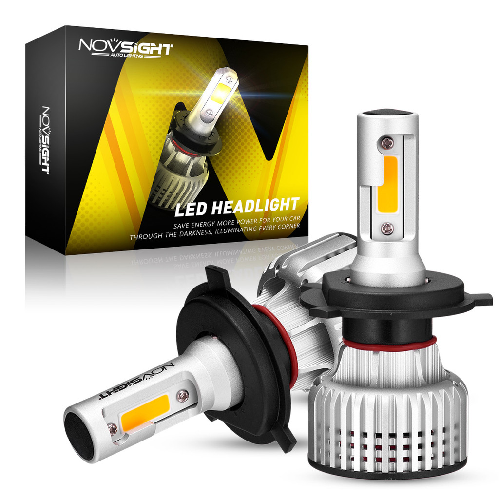 NOVSIGHT Lampu Depan Mobil H4 LED H1 H3 H7 H11 H8 H9 H13 9005 9006 9007 Lampu Kabut 3000K Kuning 100