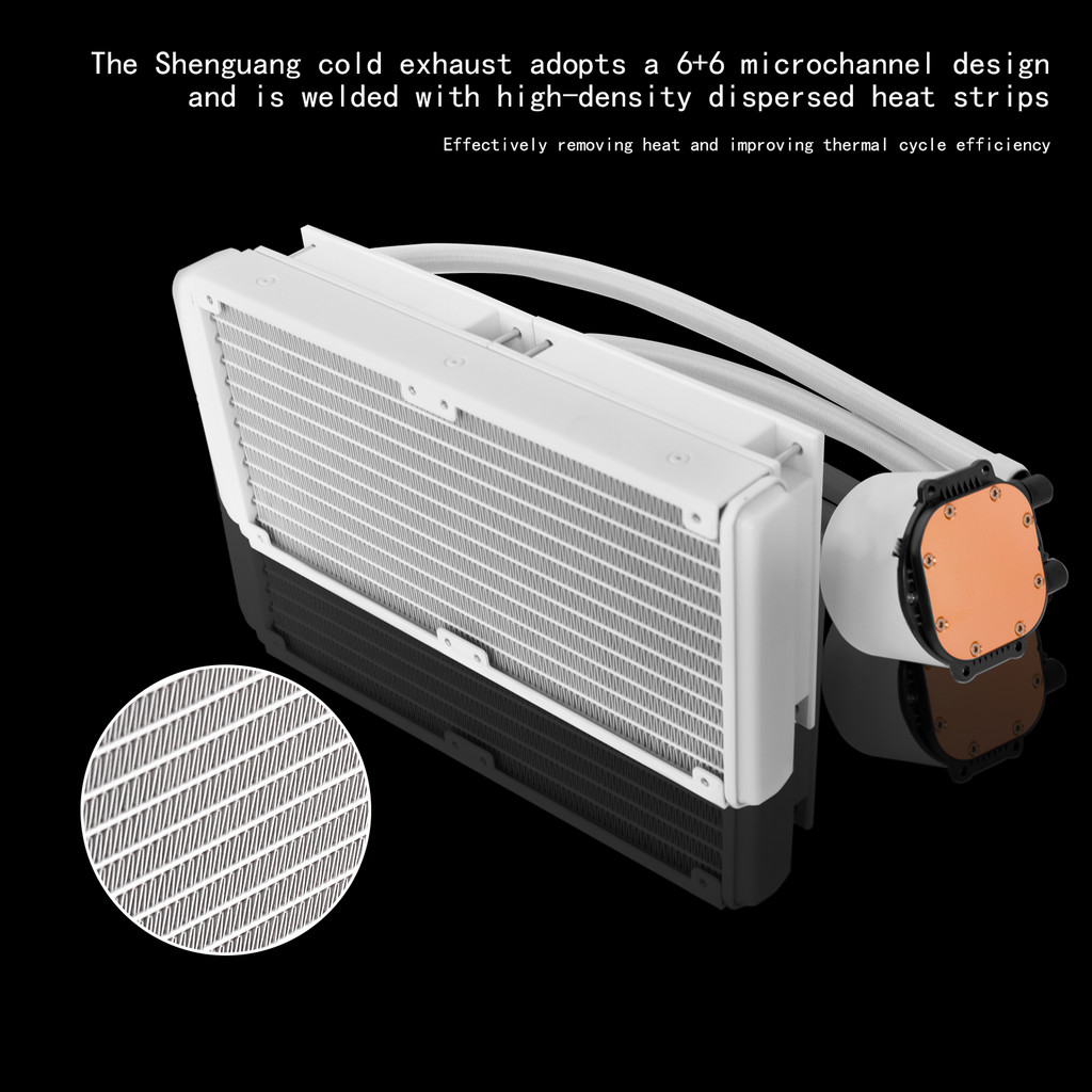 MANMU White Liquid CPU Cooler 240 Addressable RGB & PWM Pump & Fans TDP AIO Water Cooler W/Controlle