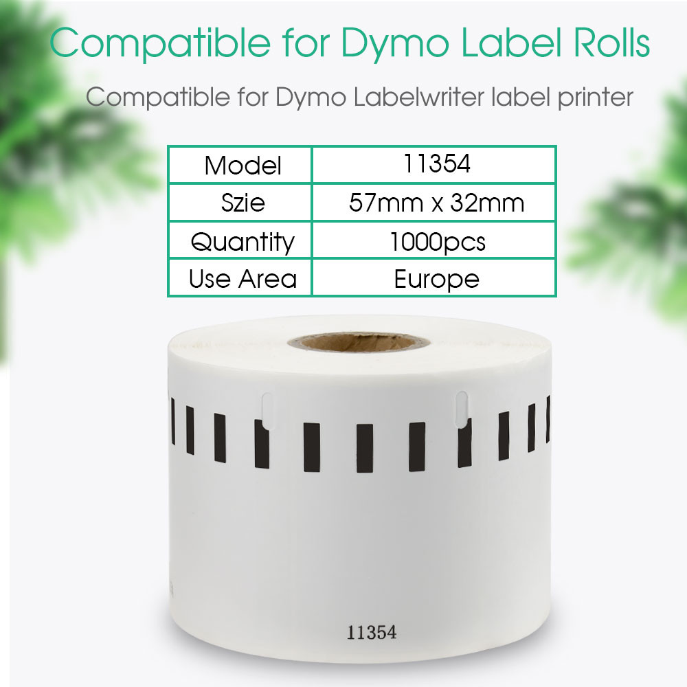 1PK 11354 Thermal Paper Label Roll 57mm x 32mm Self Adhesive Labels Compatible for Dymo LabelWriter 