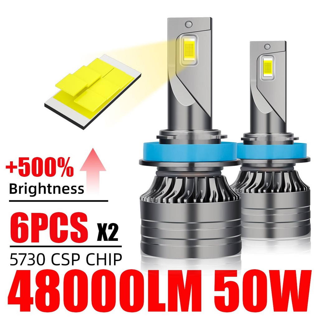 2 Buah Lampu Depan LED 50W H4 H7 3570 Chip CSP 9005 9006 HB3 HB4 H8 H9 H11 H1 Lampu Mobil Lampu Kabu