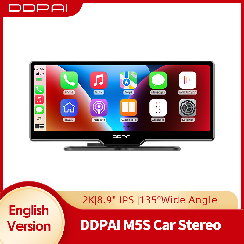 DDPAI M5S Dash Cam 2K Kamera Mobil Ganda DDPAI M5S DVR Mobil hingga Penyimpanan 256G 8.9 inci