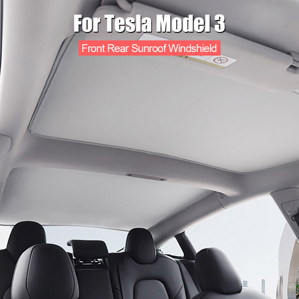 Skylight Blind Shading Net Depan Belakang Kaca Depan Atap untuk Tesla Model 3 2019-2022 Atap Kaca Ke