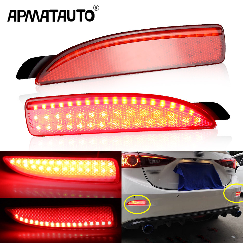2 Buah Lampu Reflektor Bumper Belakang LED Merah Lampu Berhenti Rem Ekor untuk Mazda 3 Axela 2003-09