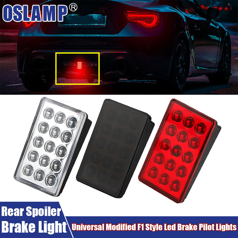 Lampu Rem Led untuk Mobil 15LED Lampu Pilot Cangkang Universal Gaya F1 Lampu Rem LED Spoiler Belakan