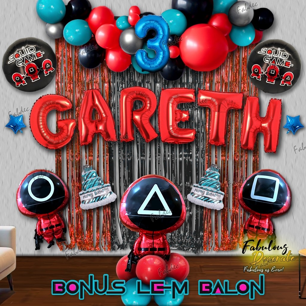 Fabulous Decorate Set Dekorasi Balon SQUID GAME / Balon Tema SQUID GAME / Balon Ulang Tahun TEMA