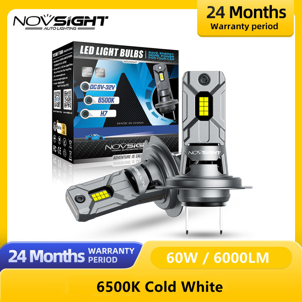 NOVSIGHT H7 Lampu Depan LED Lampu LED untuk Mobil 6500K 6000LM 60W 12V Lampu Depan LED Aksesori Mobi