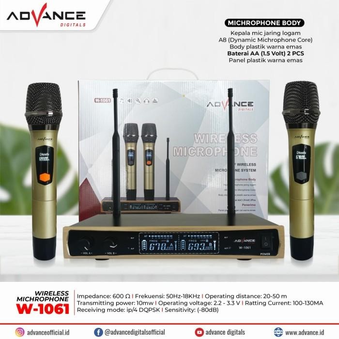 MIC ADVANCE WIRELESS MIC-1061(50Hz-18KHz) ADVANCE DUOBLE MICROPHONE WI