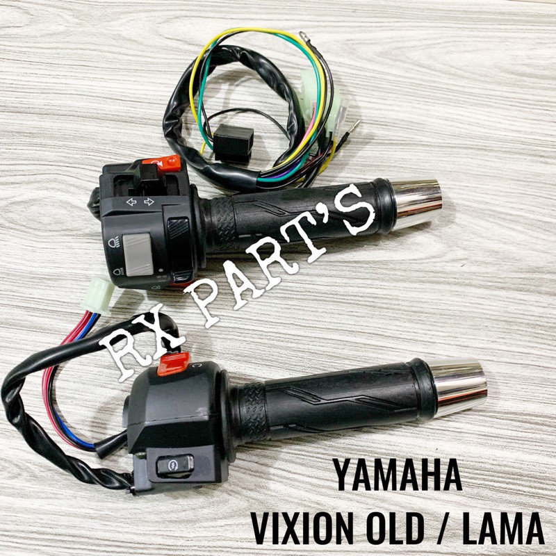 SATU SET SAKLAR KANAN - KIRI VIXION OLD / LAMA + HANDGRIP + JALU STANG CHROME / BANDUL STANG CHROME