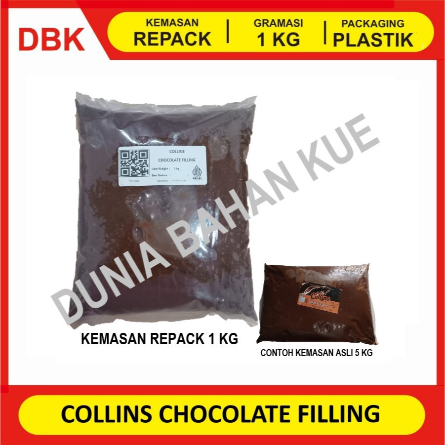 

RATU COLLINS CHOCOLATE FILLING REPACK 1 KG / COLINS COKELAT PASTA COKLAT ISIAN ROTI