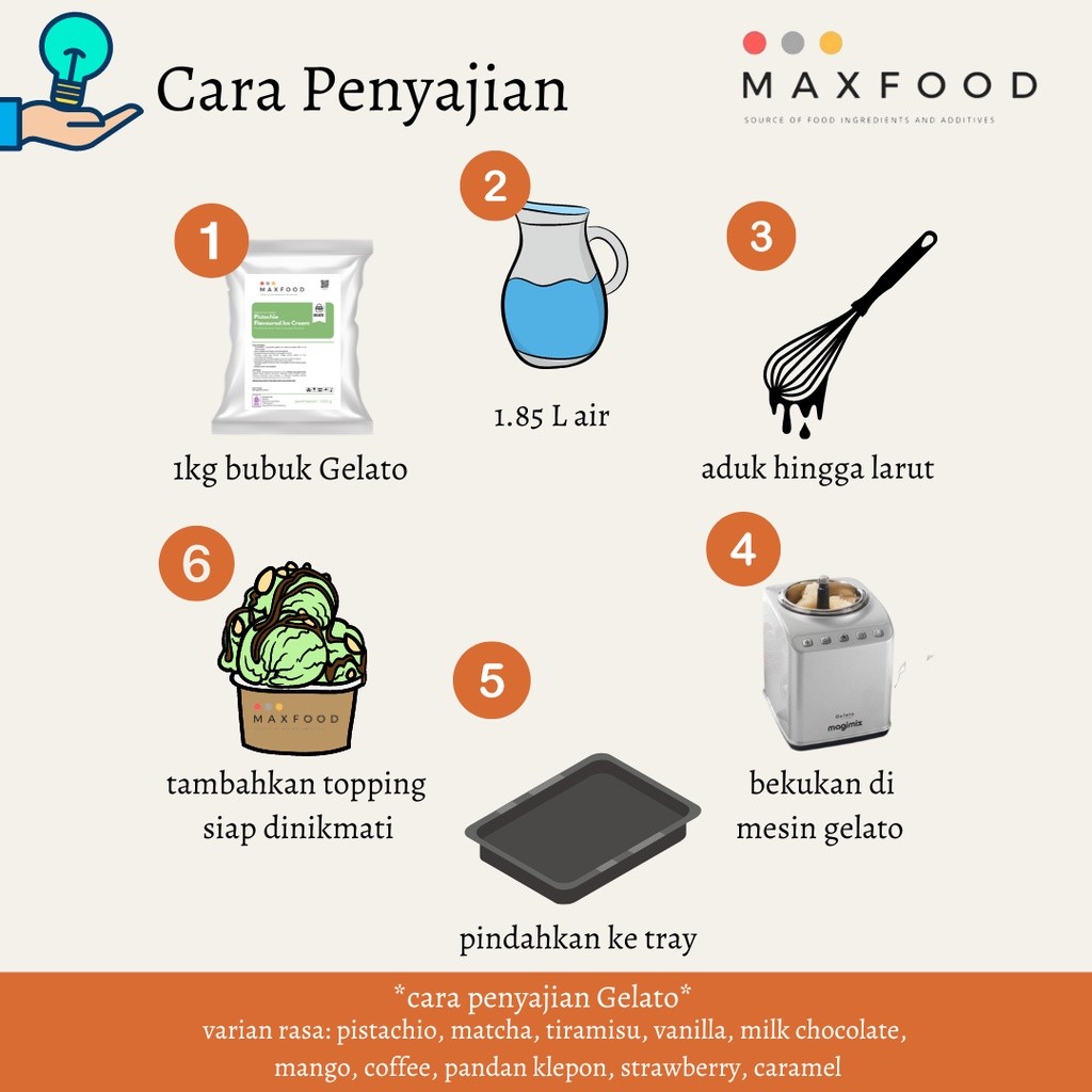 

MAXFOOD - Gelato Powder Mango / Bubuk Gelato Rasa Mangga 1 KG