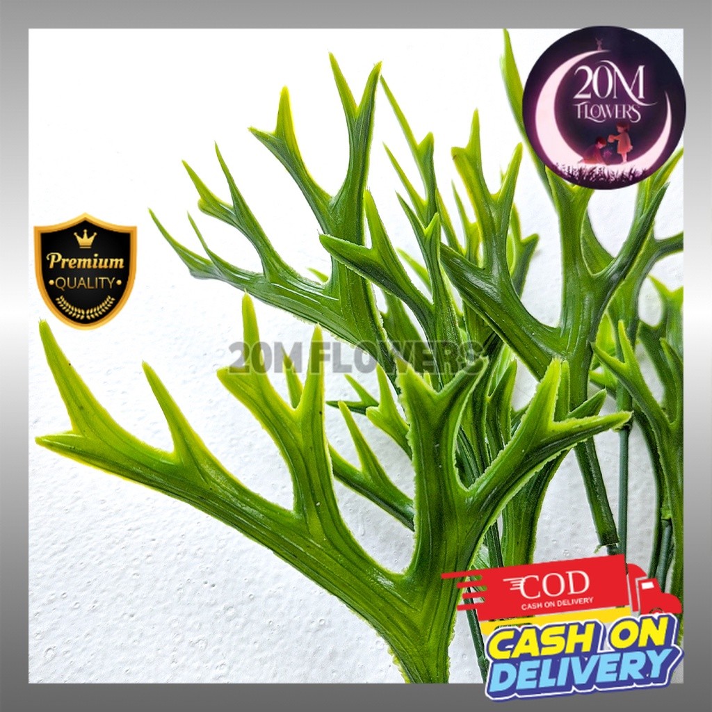 ID DAUN TANDUK RUSA CABANG 5 - HIASAN DEKORASI BUNGA ARTIFICIAL