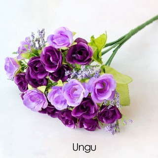 ID BUNGA MAWAR MINI ARTIFICIAL TANPA POT TANAMAN HIAS PLASTIK TANGKAI ROSE KRISAN EDELWEIS KERING