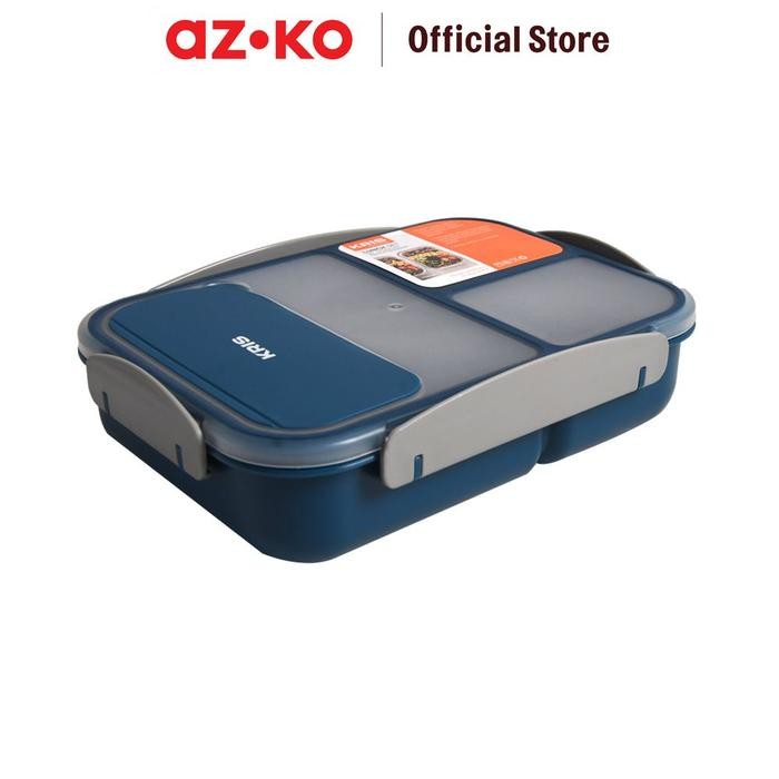 

AZKO Kris 1.7 ltr Kotak Makan 3 Sekat Engan Sendok & Garpu - Biru Muda