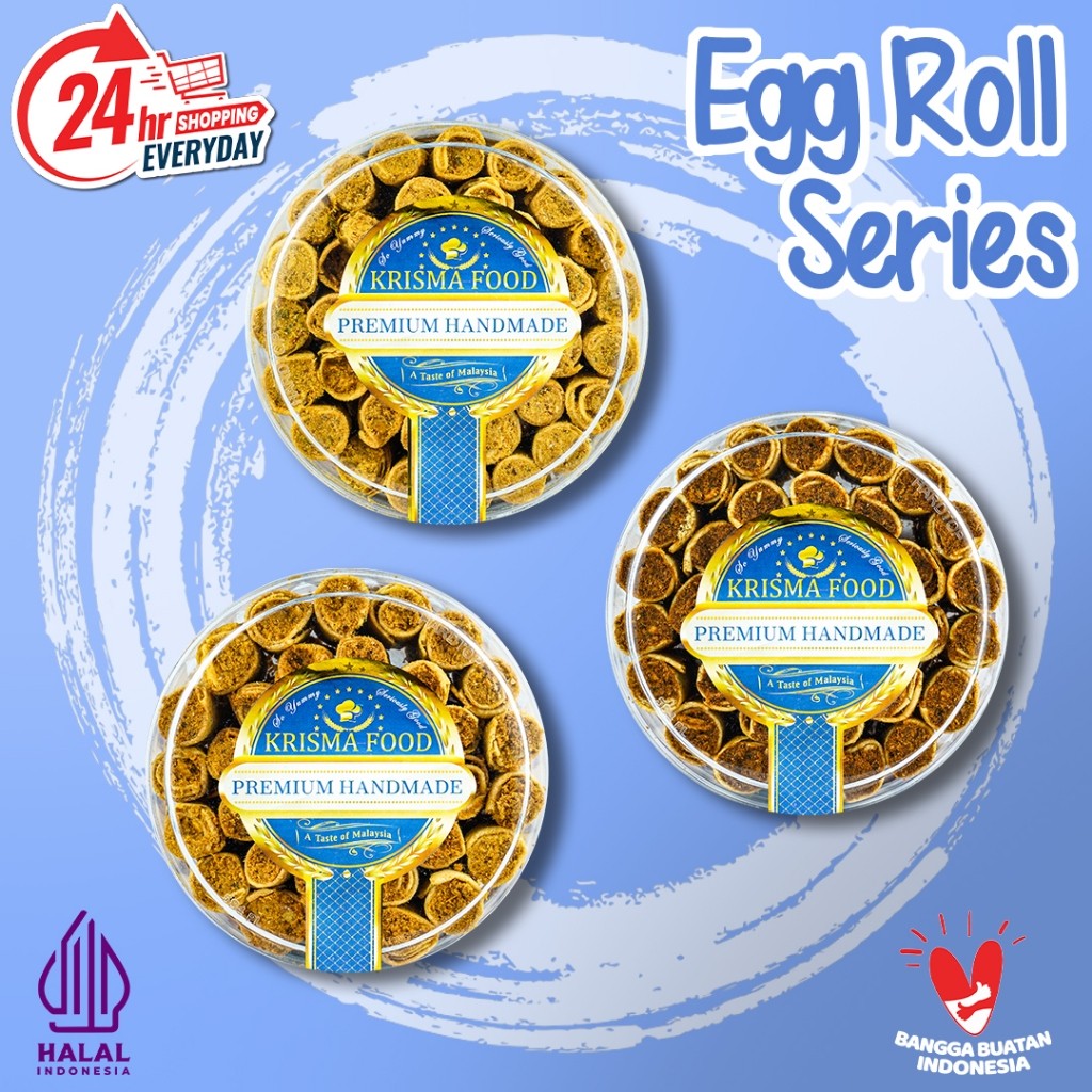 

SALTED EGG CHICKEN FLOSS EGGROLL (Semprong Gulung Rasa Telur Asin Isi Abon Ayam) KRISMA FOOD