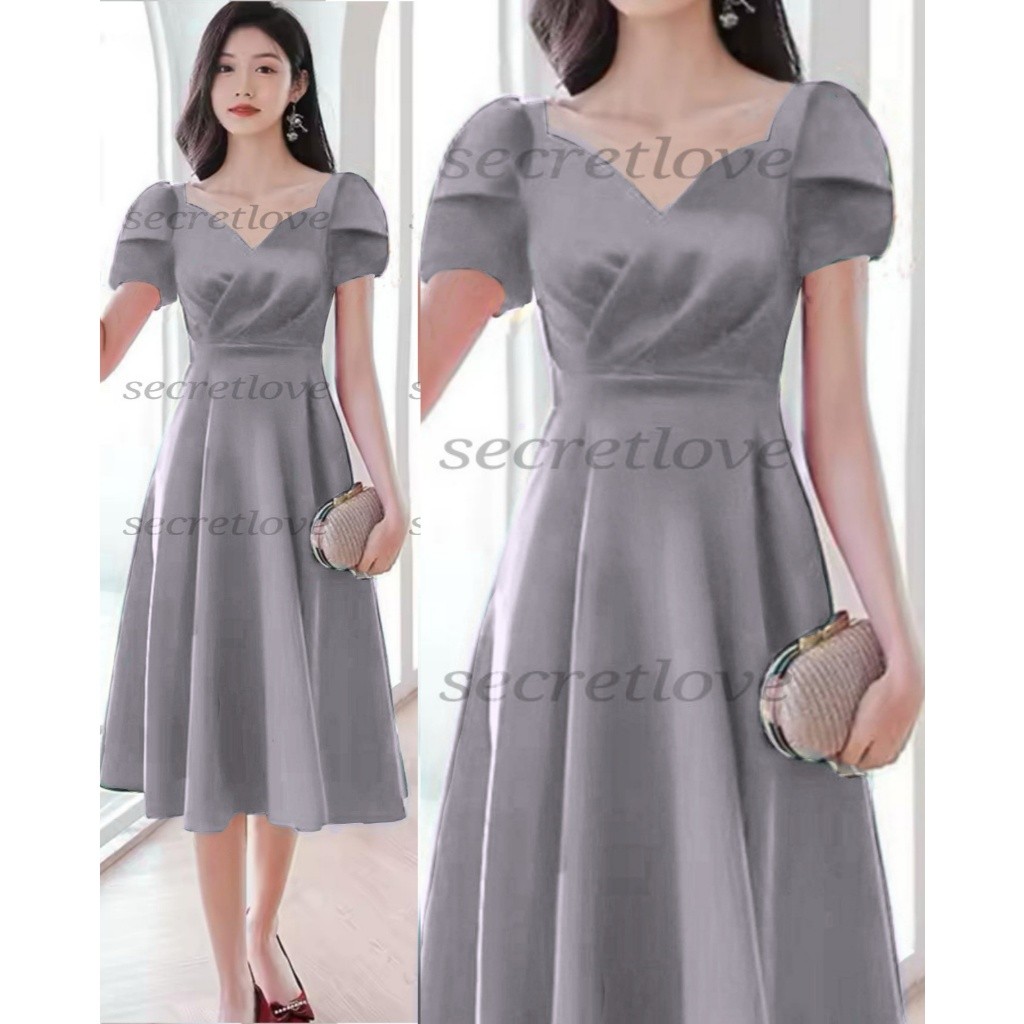 Dres Wanita Gaum Natal Cewe Party Dress Terbaru Kondangan Brokat Selutut Kristen Korean Style Viral
