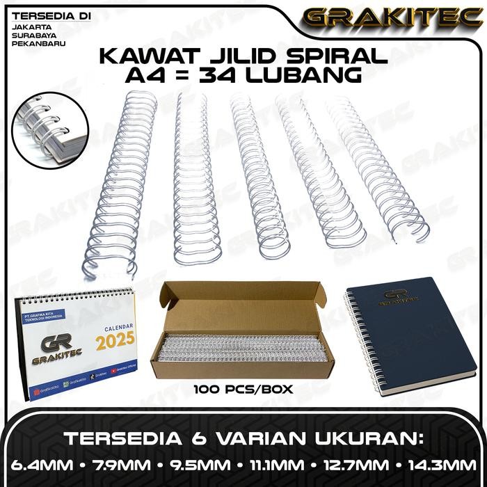 

Grakitec Ring Kawat Spiral Jilid Spiral A4 3:1 34 lubang