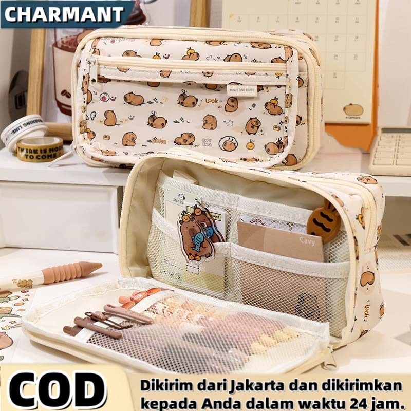 

CHARMANTCapybara Tempat alat tulis kotak pensil aesthetic Tas PenaTempat Pencil Tas Pensil kapasitas