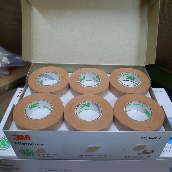 3M MICROPORE 1/2 IN ( PLESTER UK 12 MM WARNA COKLAT MUDA)