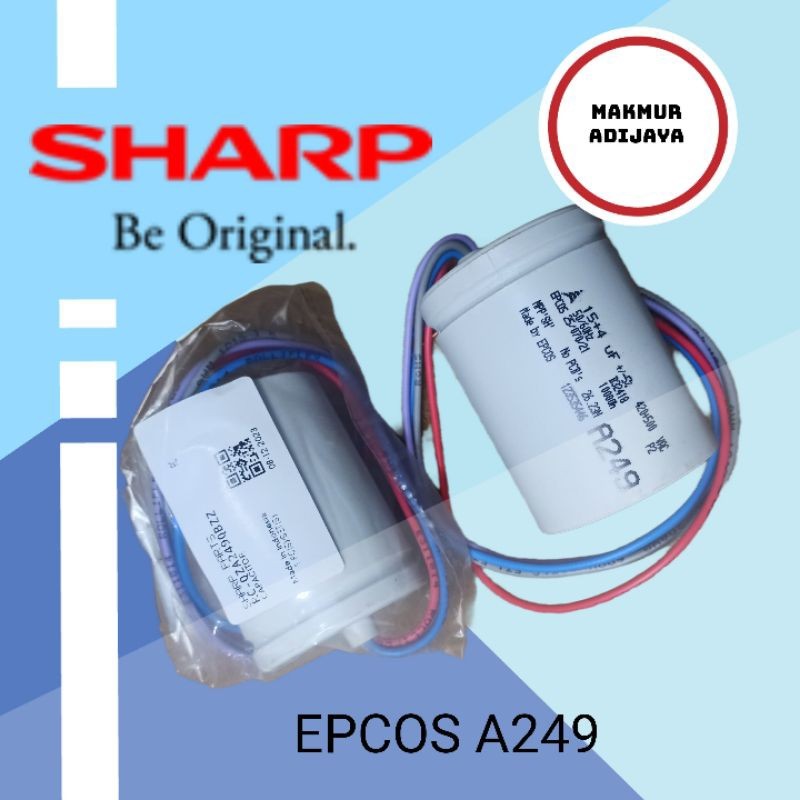 just1 Capasitor Kapasitor Mesin Cuci Sharp 14Kg 2 tabung Original EPCOS A249 15uF + 4uF