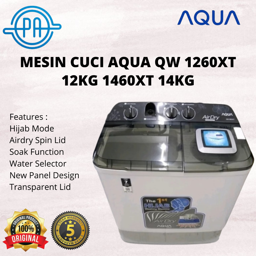 Mesin Cuci Aqua 2 Tabung QW 1460XT 1460 XT 14KG QW1450XT QW 1450 / New QW 1430HT / QW-1430 HT / 1430