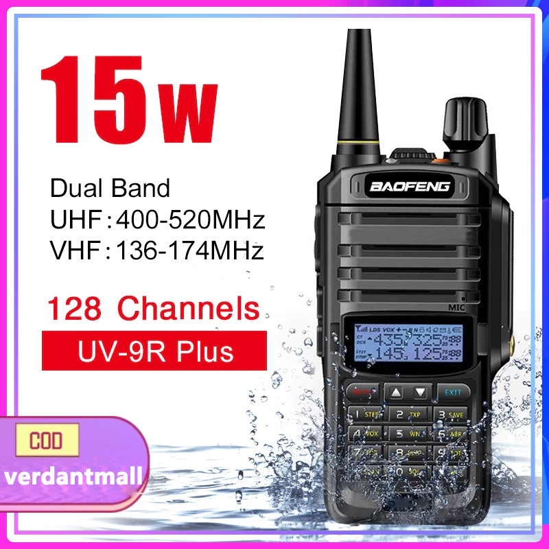 BAOFENG UV9R plus HT Walkie Talkie15 Watt uv-9r Dualband Vhf Uhf Radio komunikasi