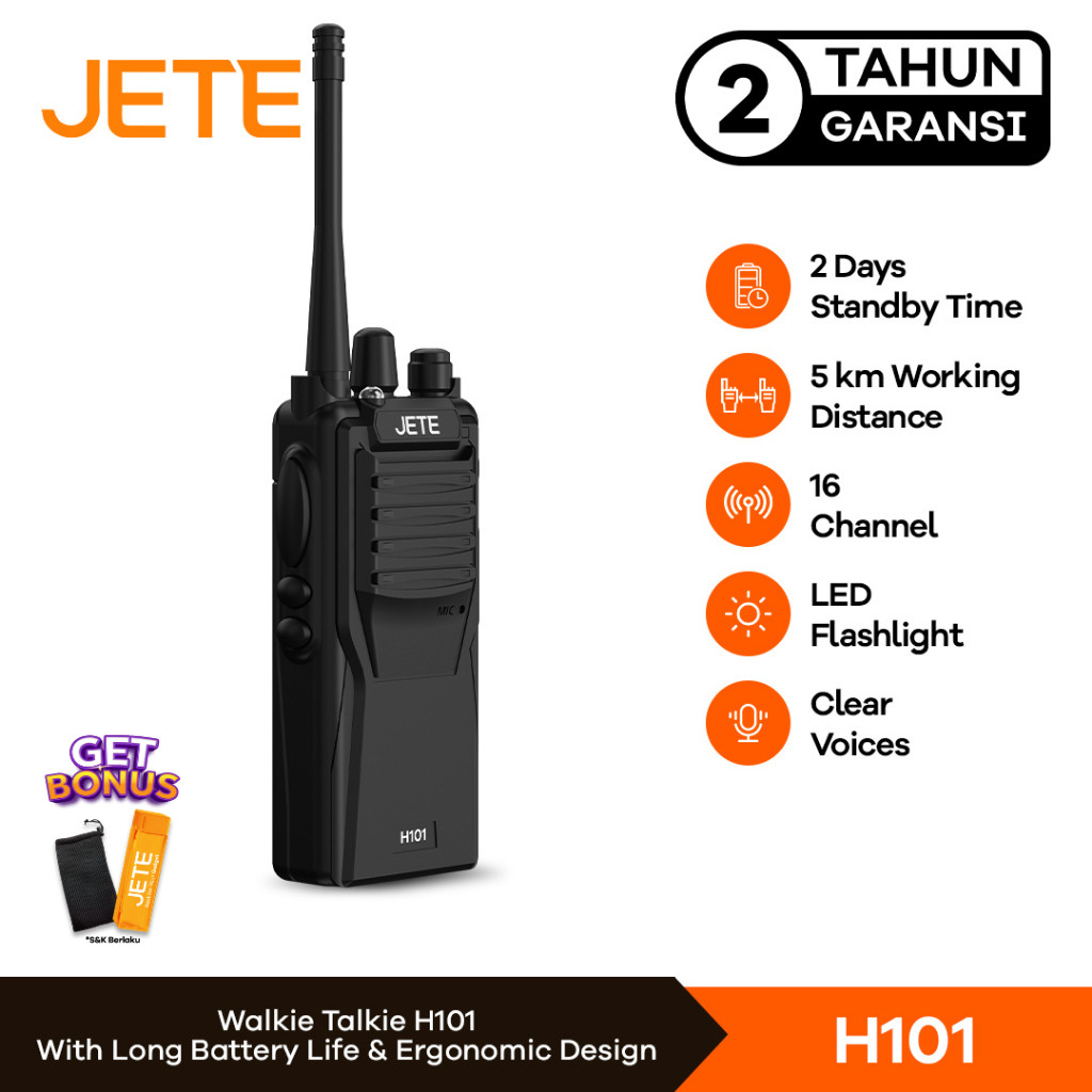 HT Handy Talky 16 Channel JETE H101 Jarak 5km - 2 Tahun